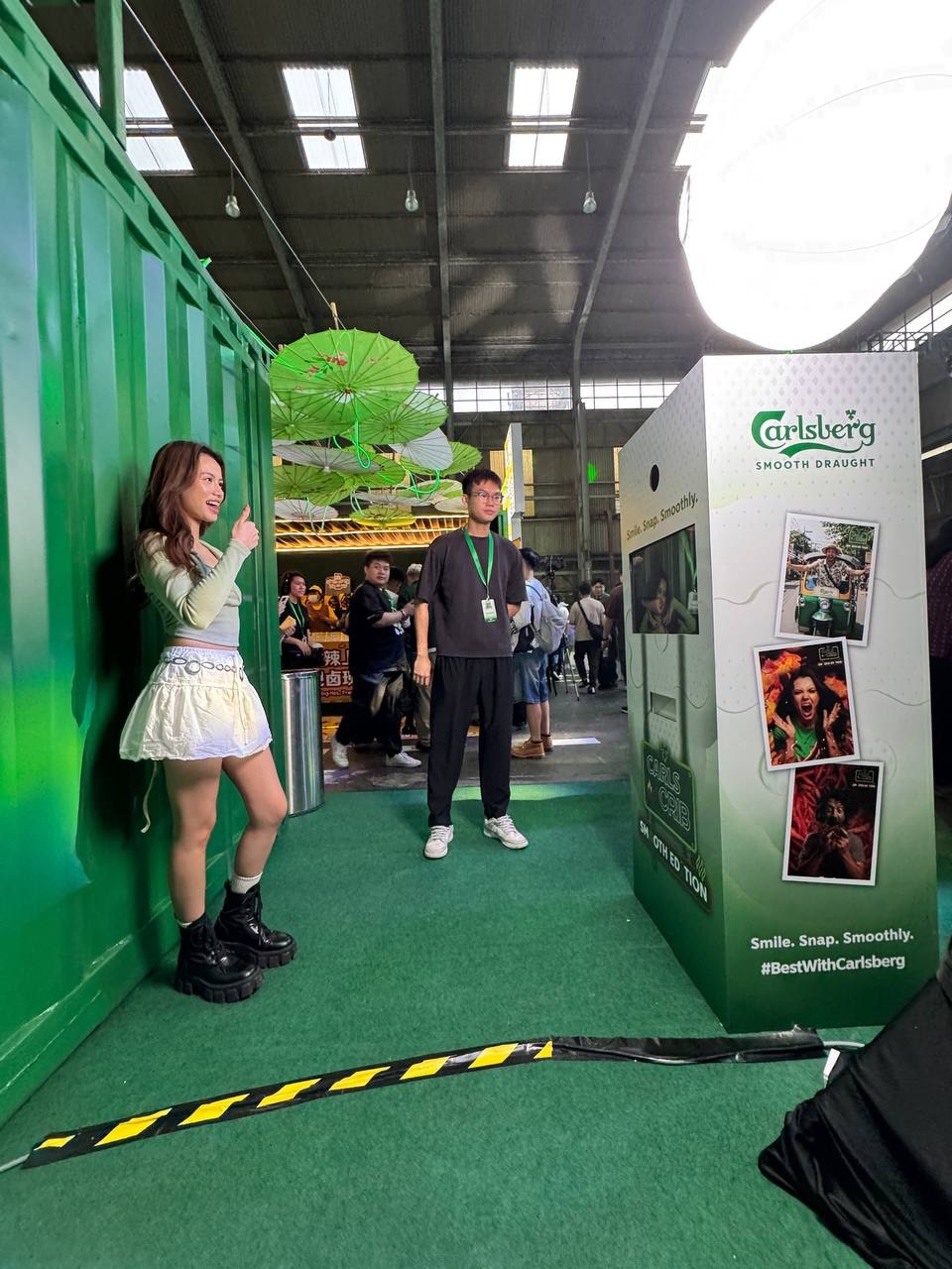 Participants posing for AI swap photos creating creative and humorous images at celebration