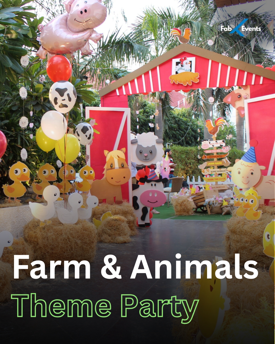 Farm Animal Theme Birthday Party Setup